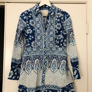 Anthropologie Printed Button Front Shirtdress